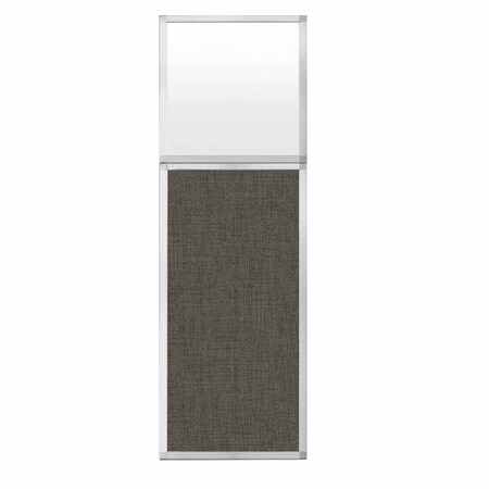 Hush Panel Configurable Cubicle Partition 2' X 6' W/ Window Mocha Fabric Frosted Window